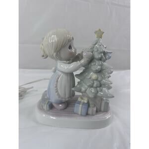 Enesco Precious Moments Girl Decorating Christmas Tree Night Light Ceramic X-mas